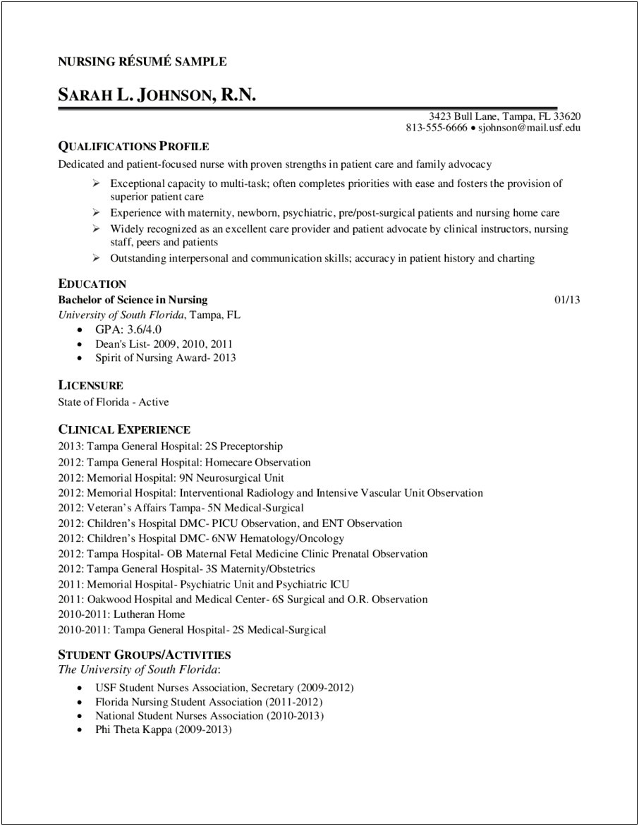Examples Of Objectives On Resumes For Nursing Students