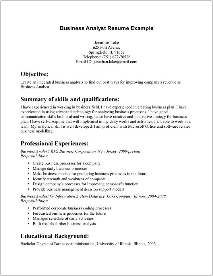 Examples Of Objectives Statements On A Resume