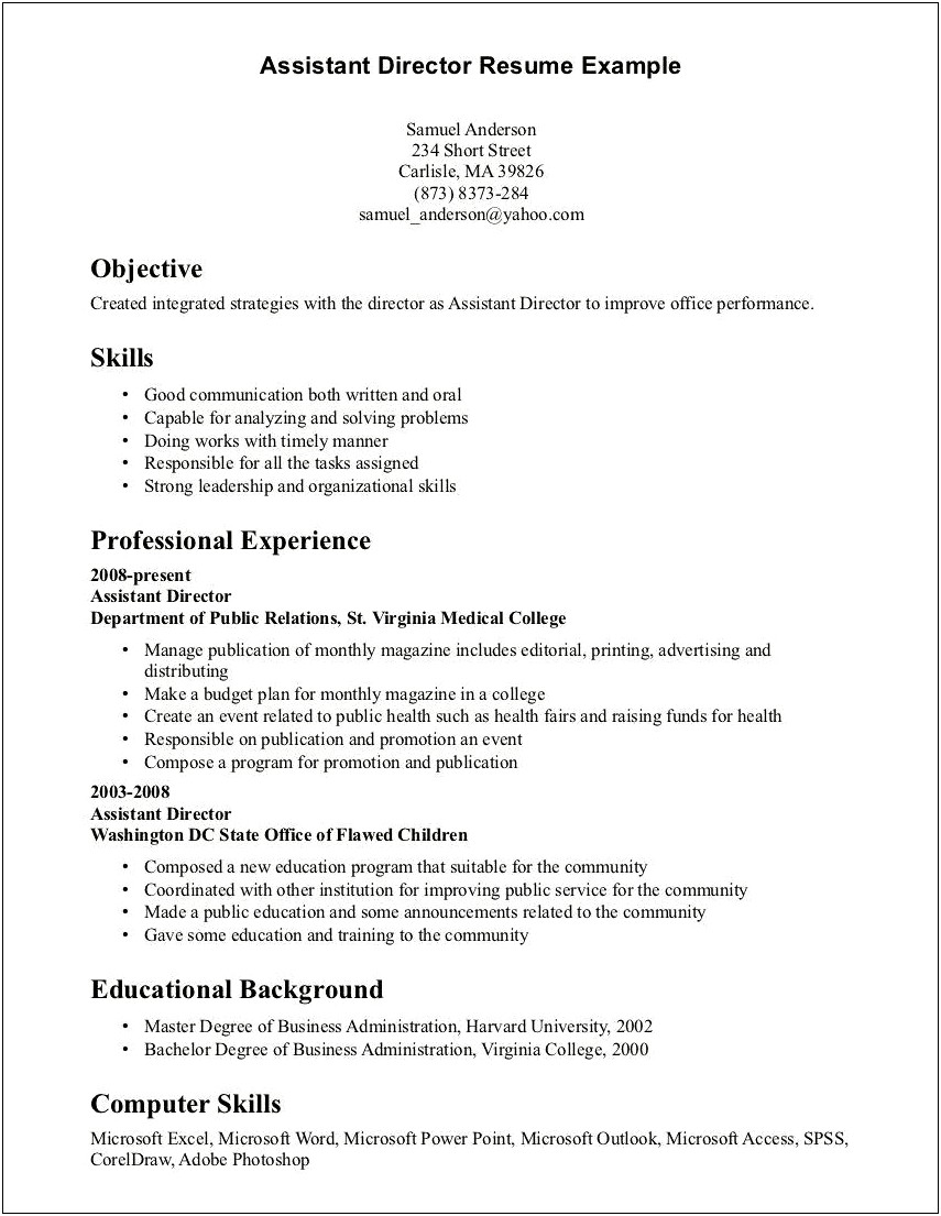 Examples Of Organizational Skills In A Resume