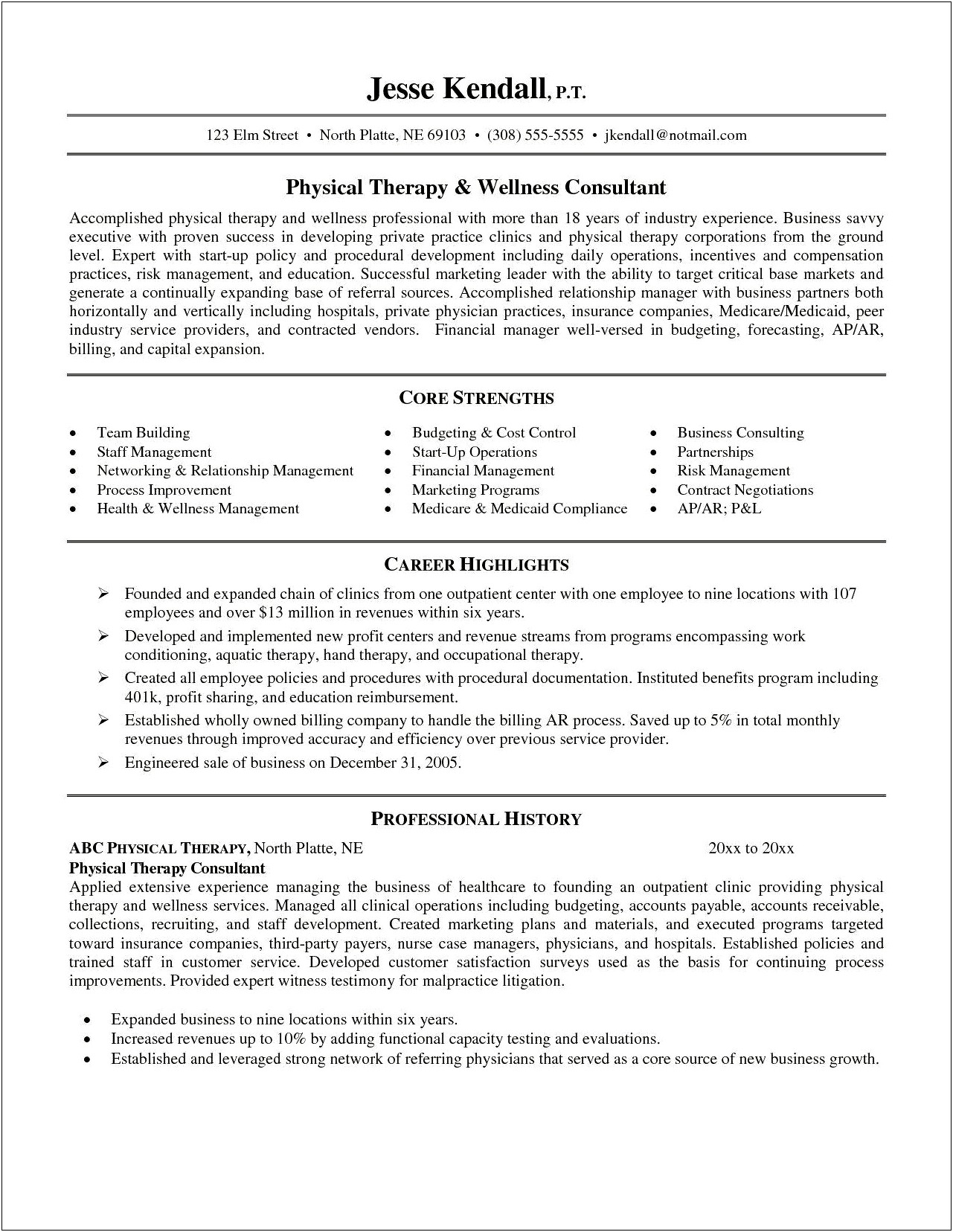 Examples Of Physical Therapy Assistant Resume