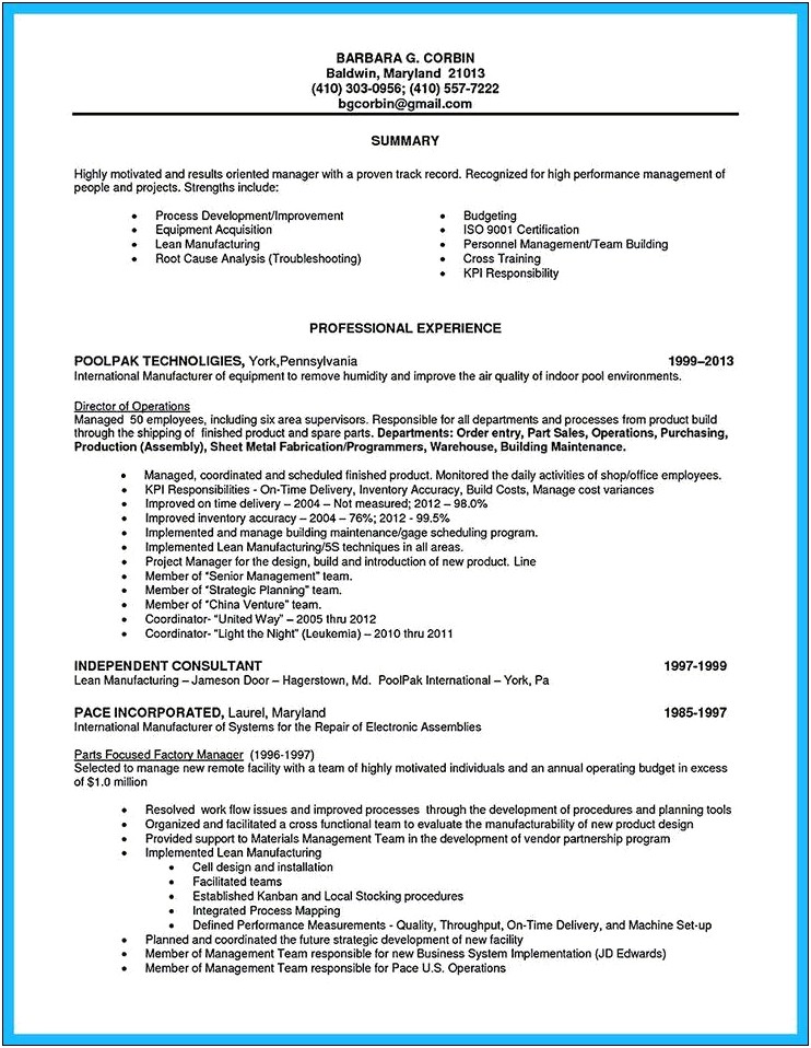 Examples Of Production Worker Resumes