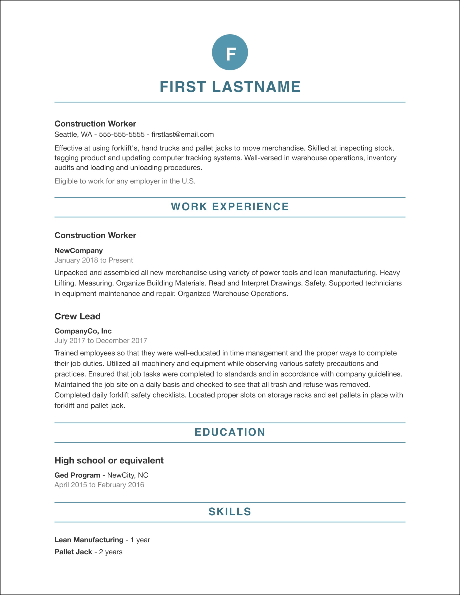 Examples Of Professional Resumes 2018