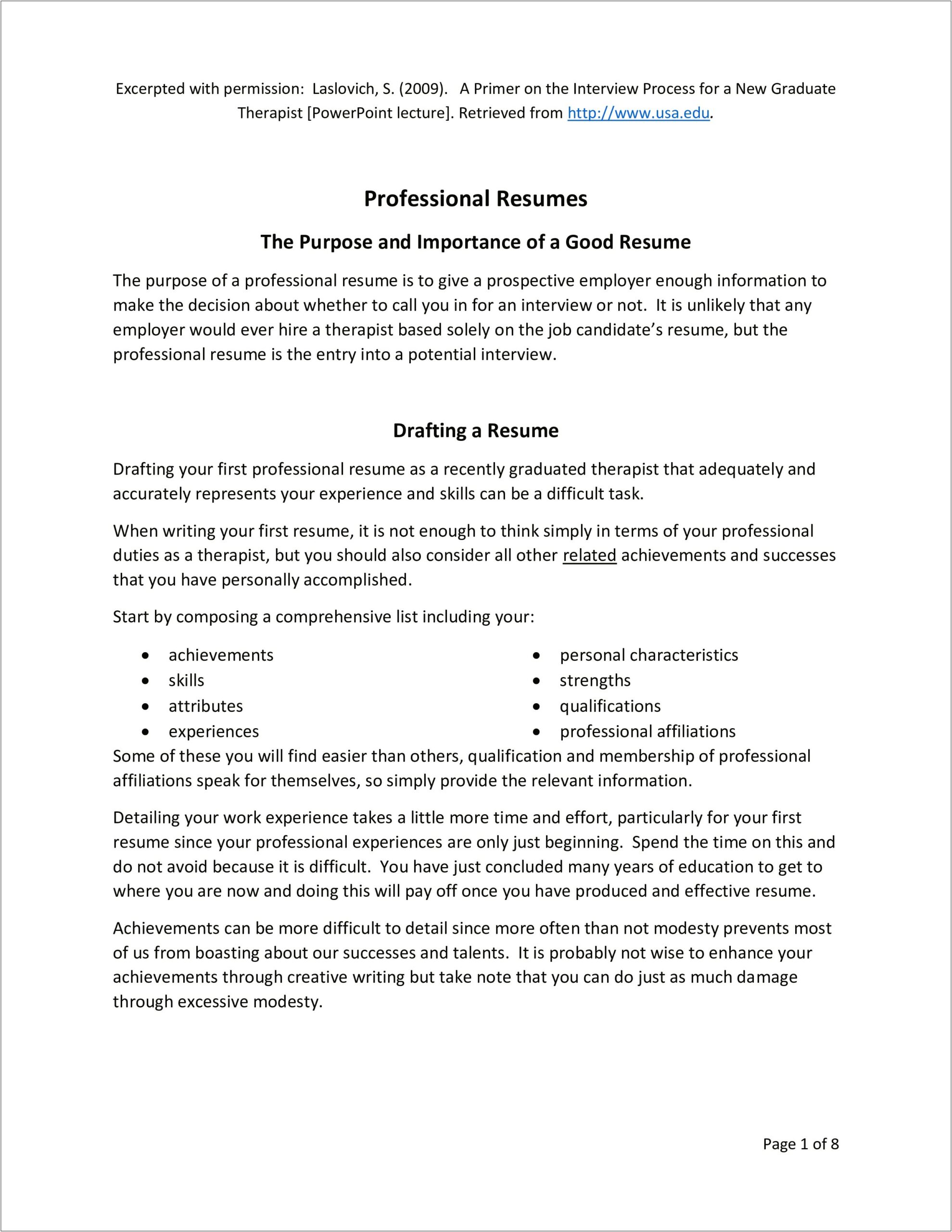 Examples Of Professional Work Resumes