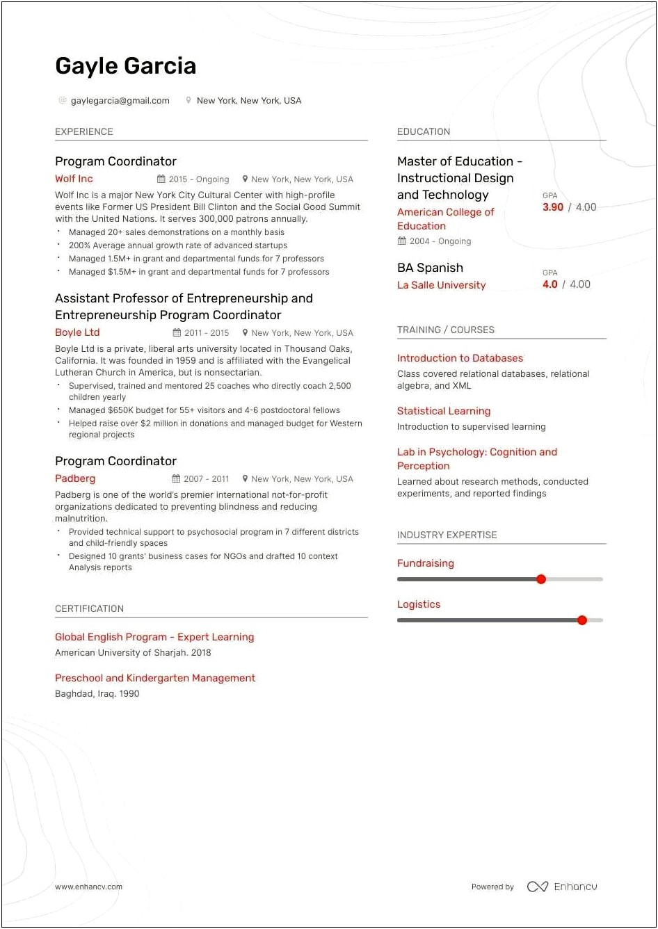 Examples Of Project Coordinator Resume
