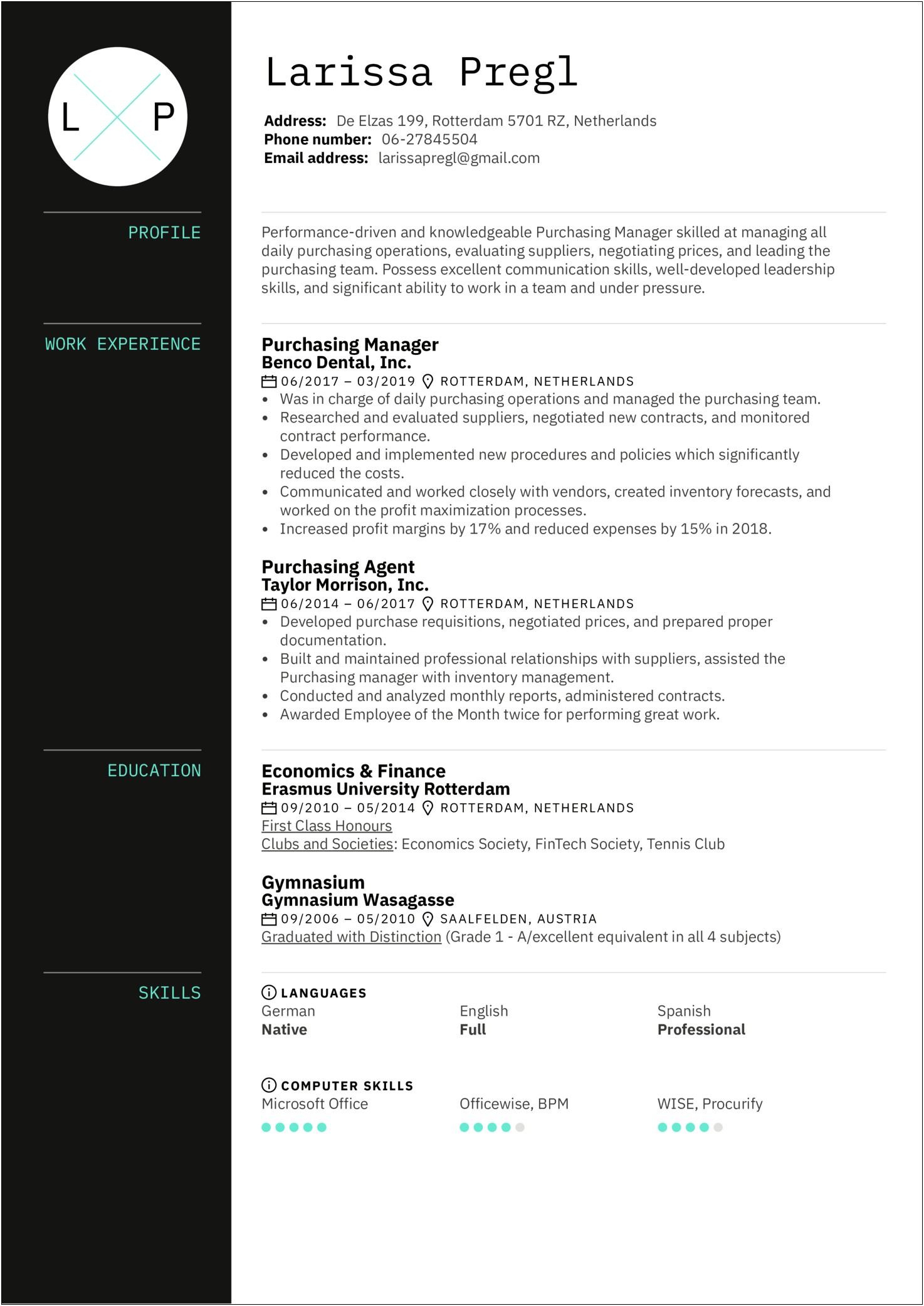 Examples Of Purchasing Manager Resumes