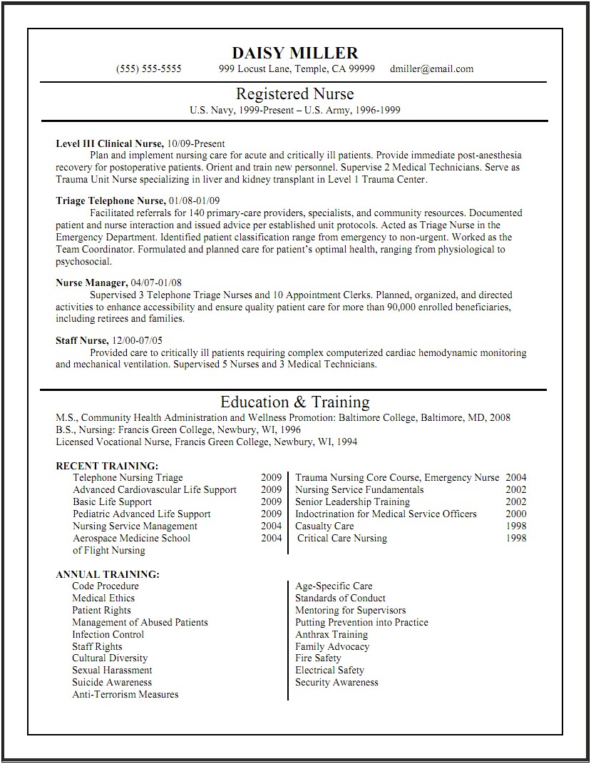 Examples Of Registered Nurse Resumes Who Recently Graduated