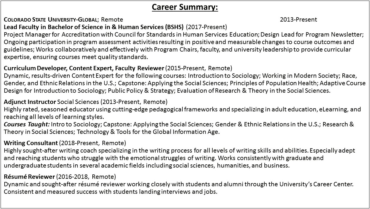 Examples Of Resume Key Competencies