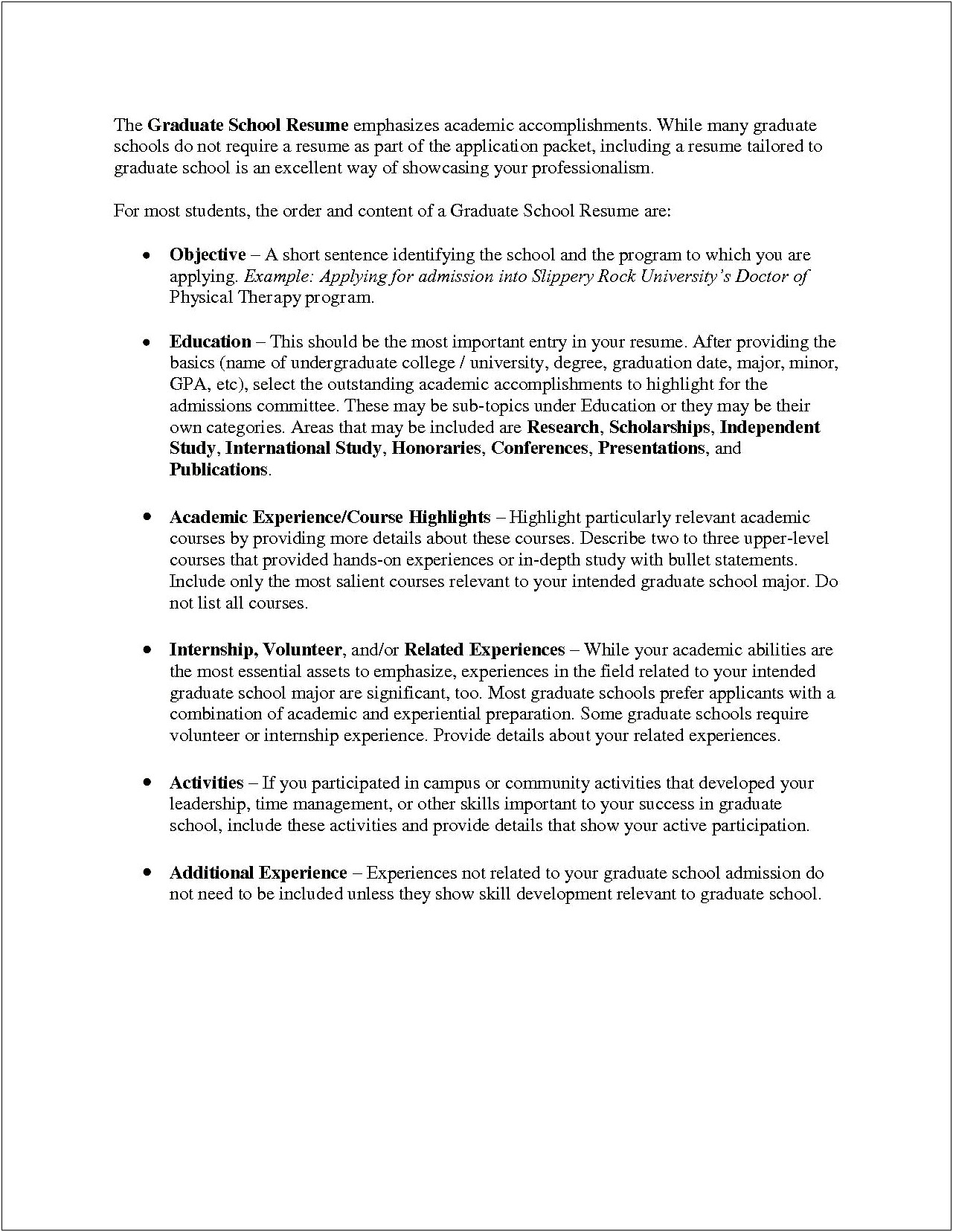 Examples Of Resume Objectives For College Graduates