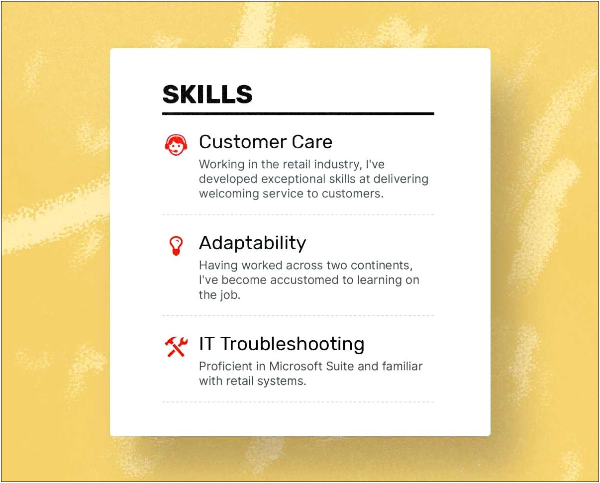 Examples Of Resume Skills Summary