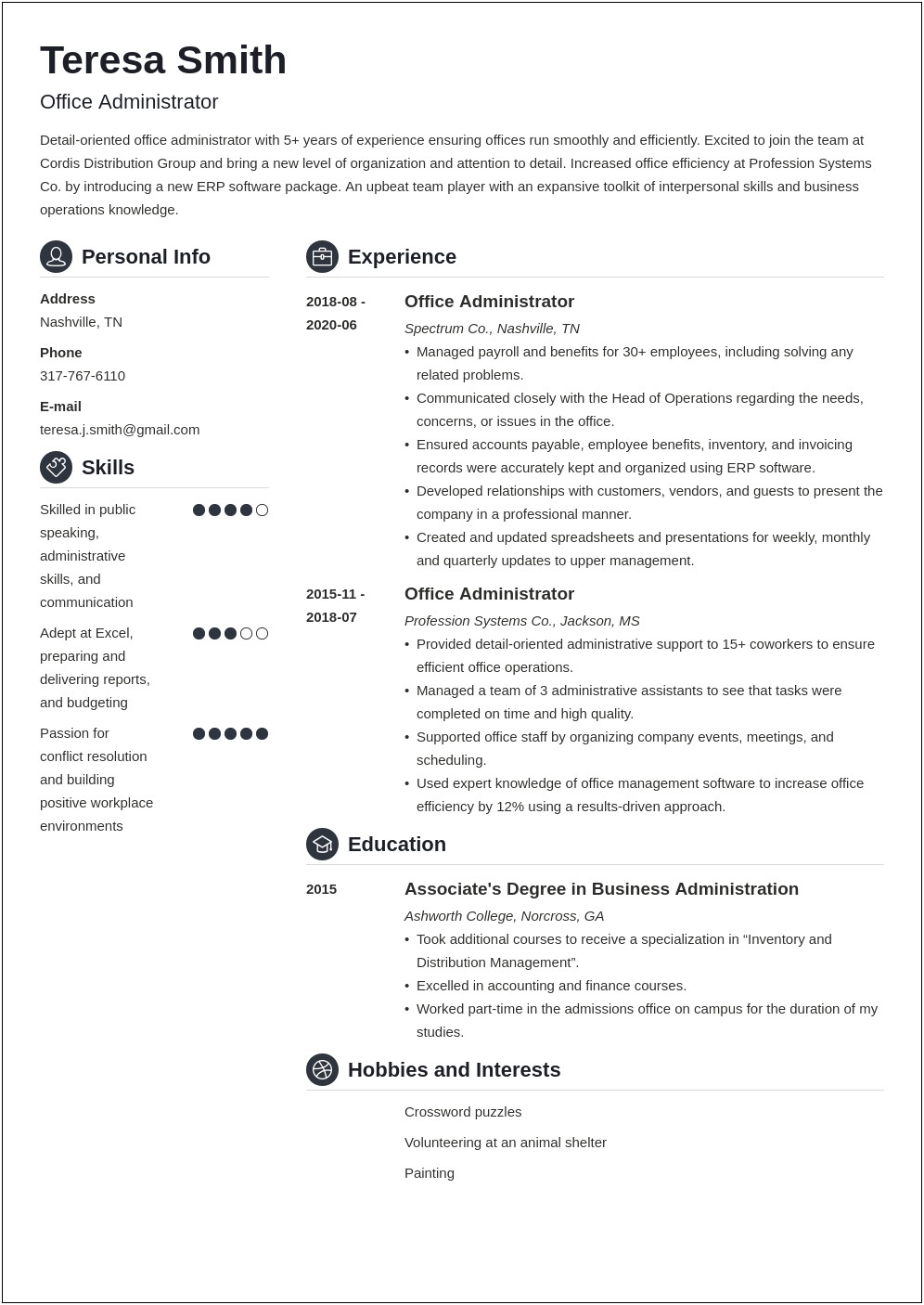 Examples Of Resumes For Admin