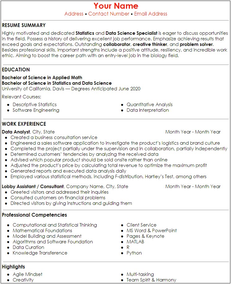 Examples Of Resumes For Self Employed
