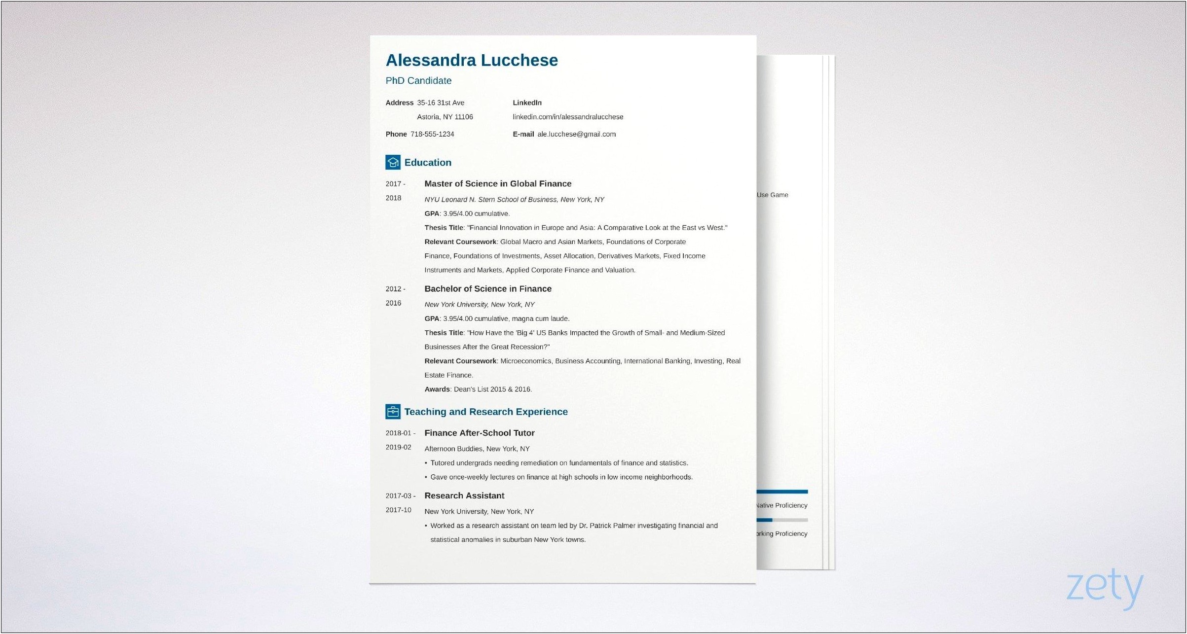 Examples Of Resumes While Still In Grad School