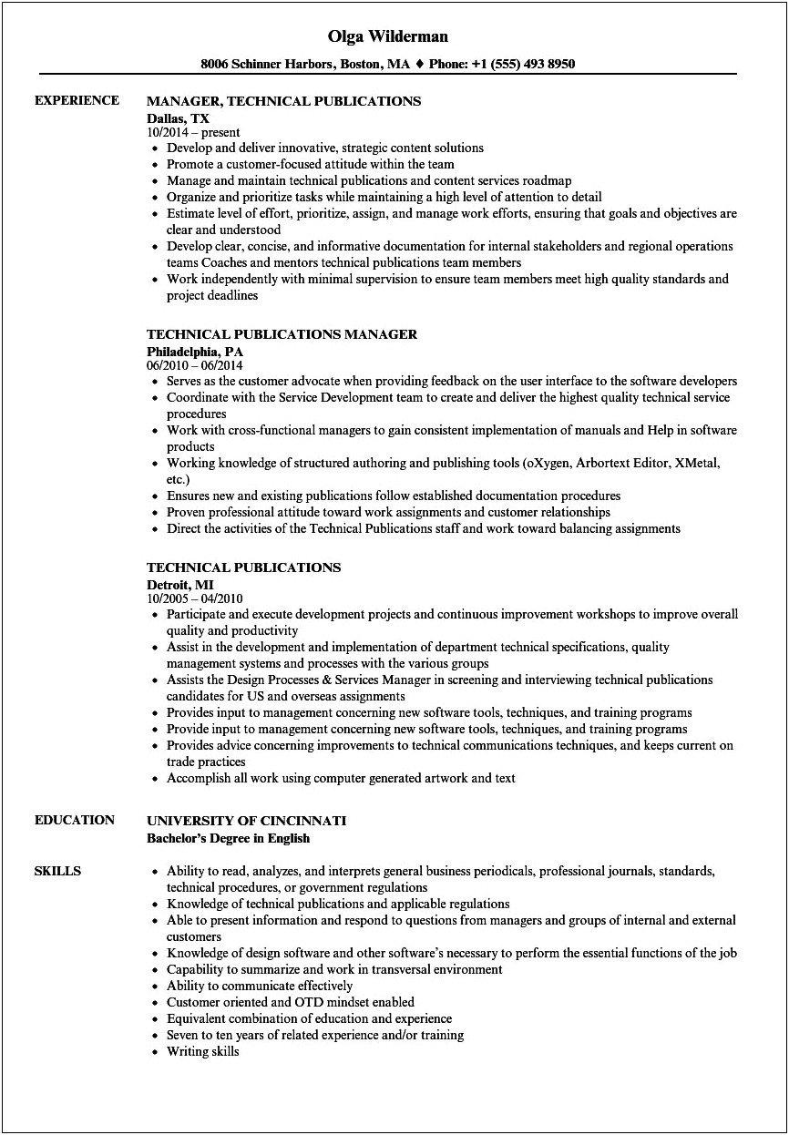 Examples Of Resumes With Publications