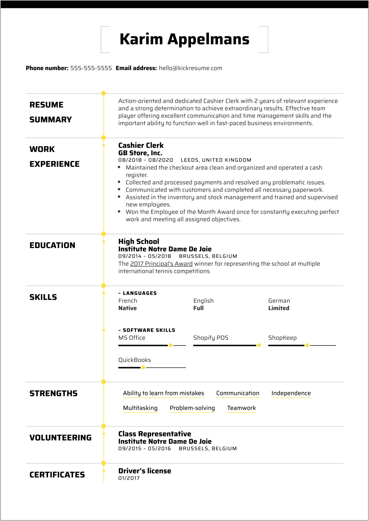 Examples Of Retail Cashier Resumes