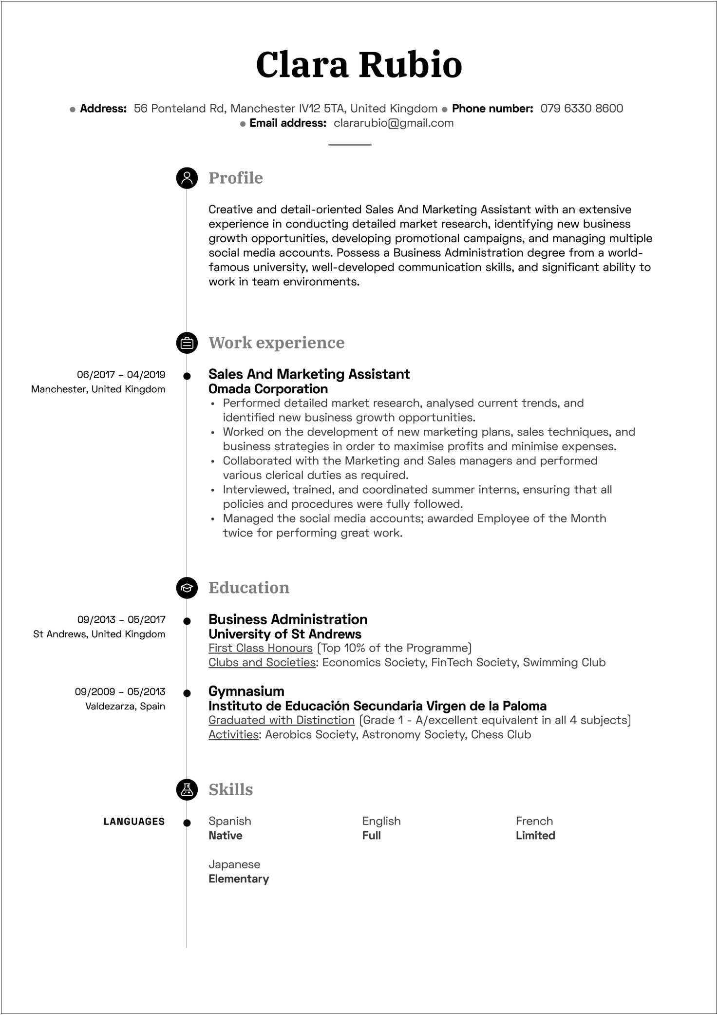 Examples Of Sales Jobs On Resume