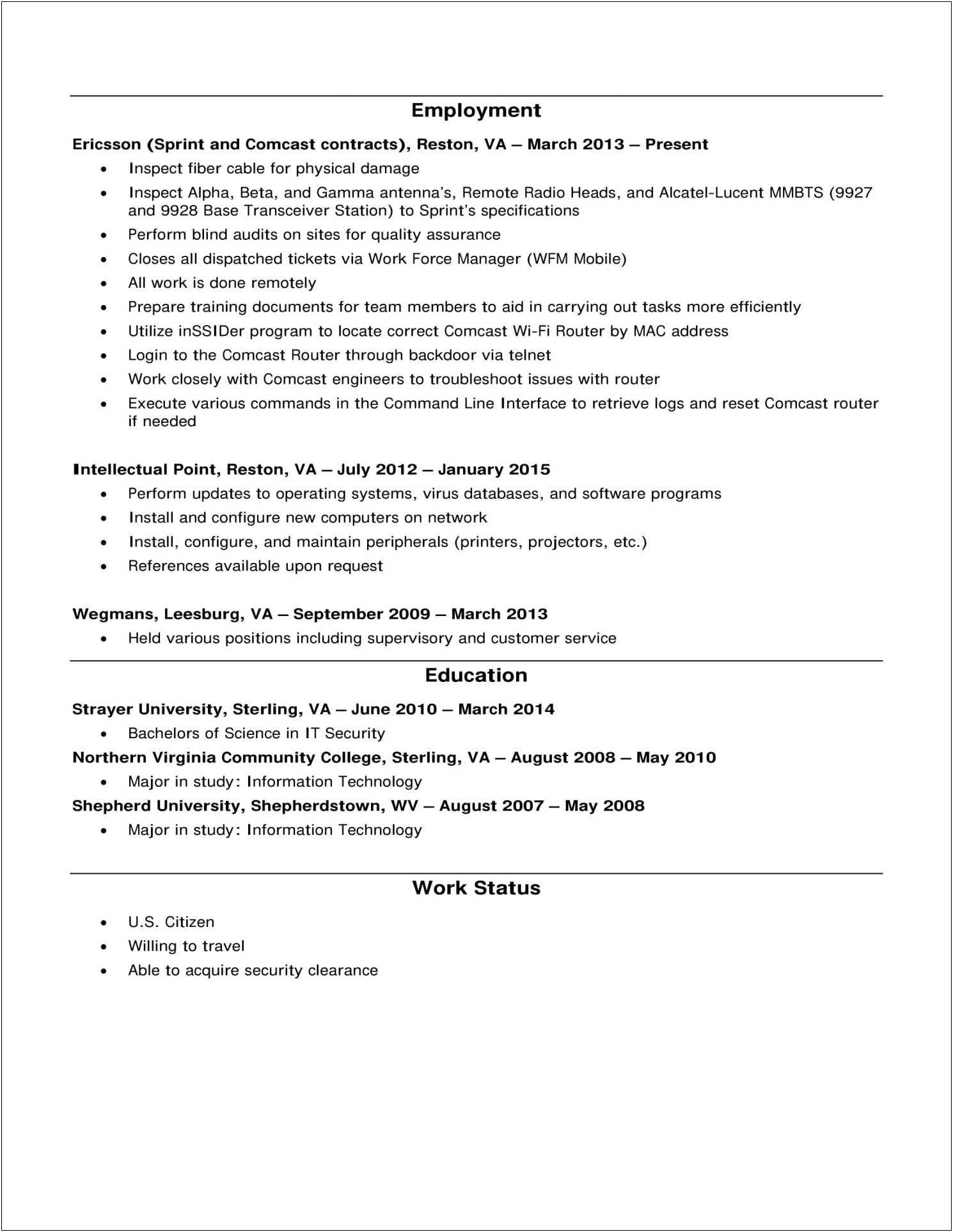 Examples Of Security Clearance On Resume