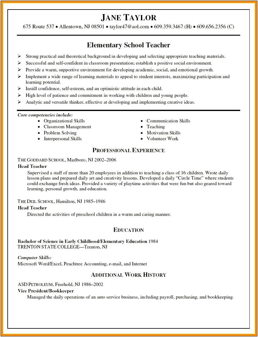 Examples Of Skills For Teaching Resume