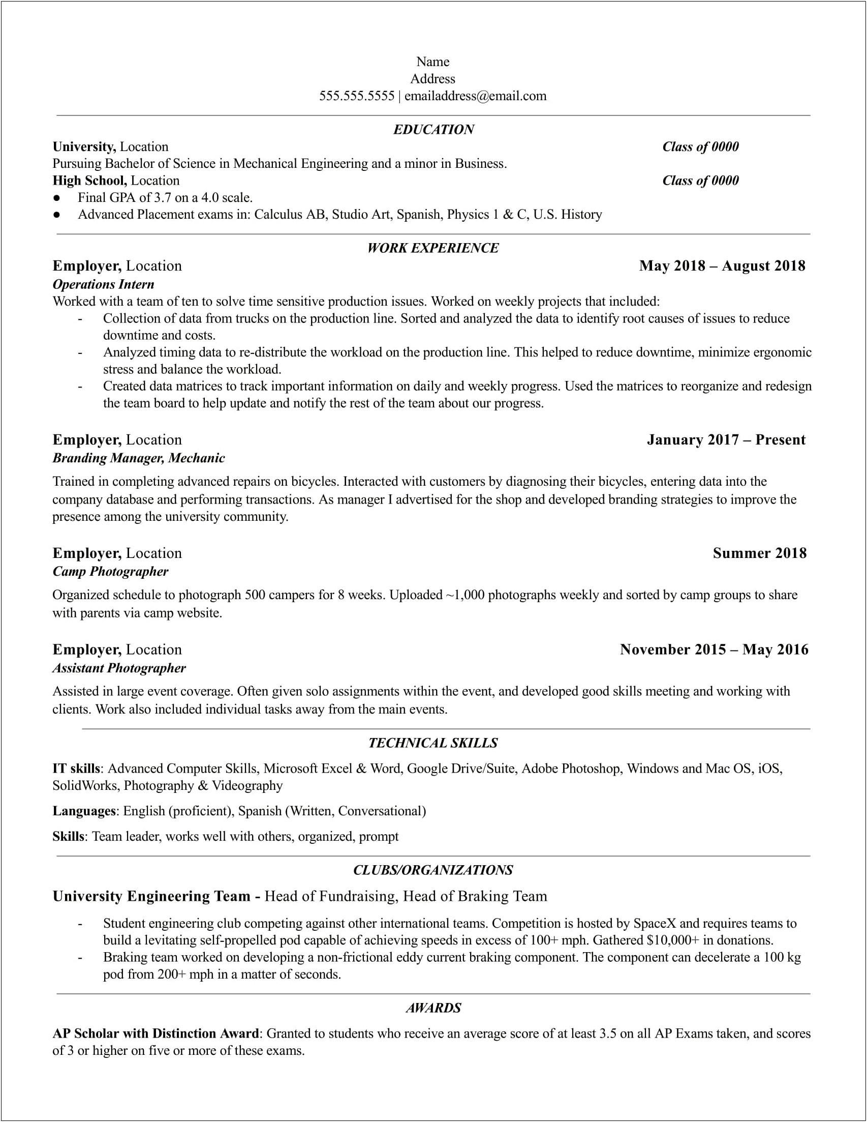 Examples Of Skills In Resume For Ojt