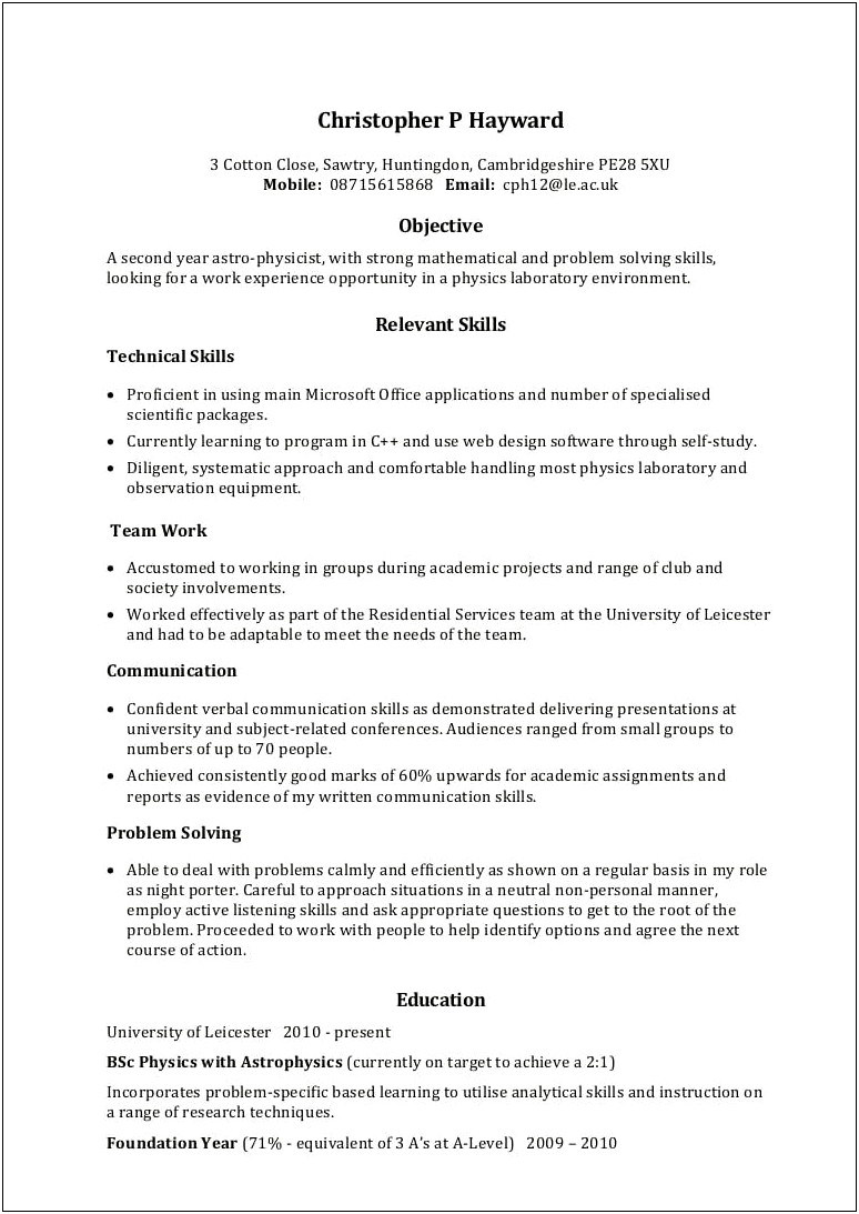 Examples Of Skills To Include On Resume