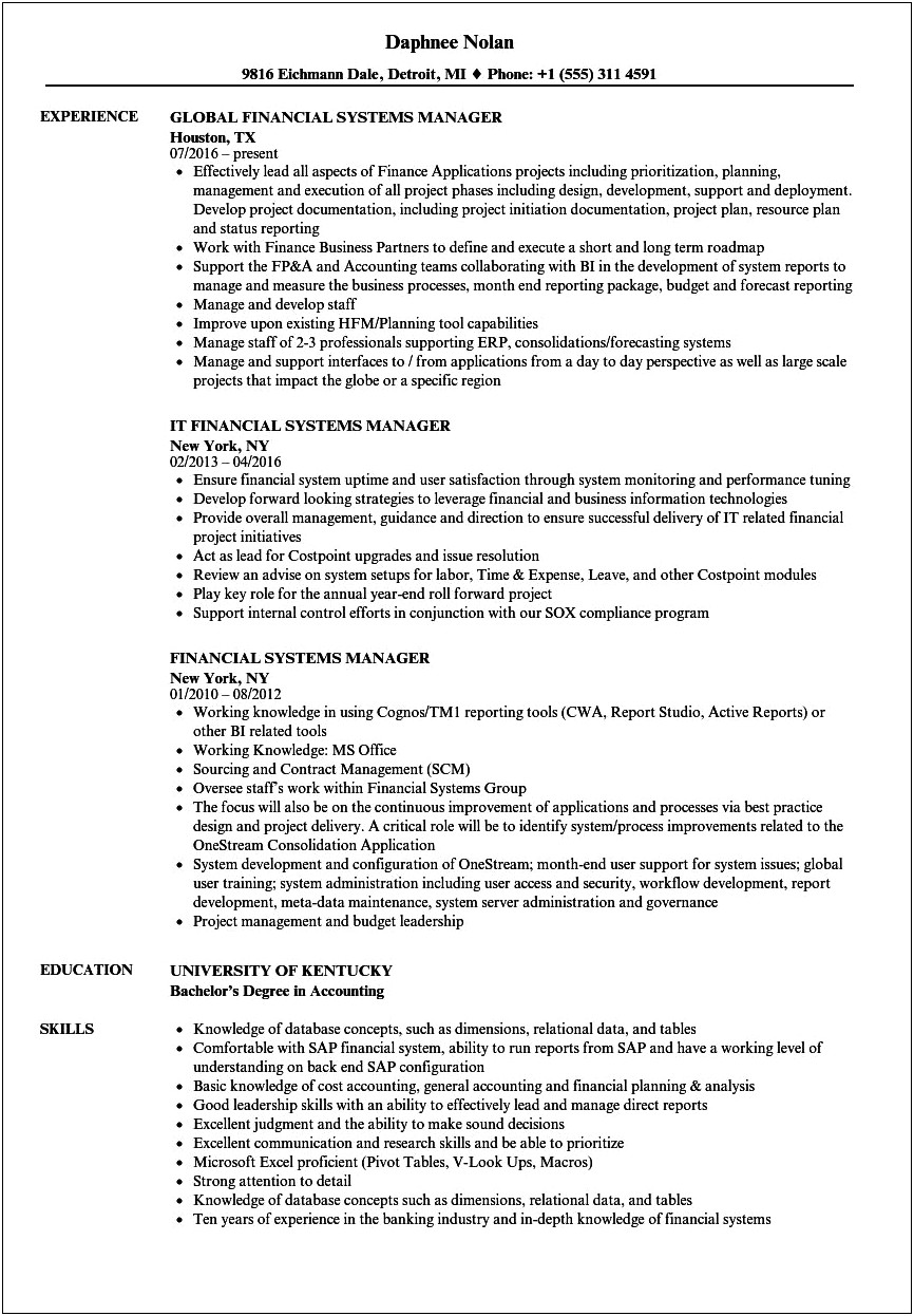 Examples Of Star System In Resumes