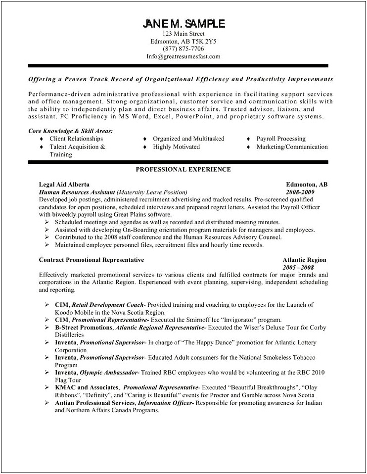 Examples Of Strong Resume Summary Statements