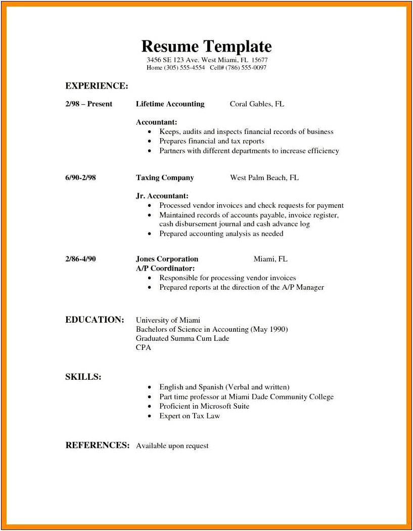 Examples Of Students Frist Time Resume