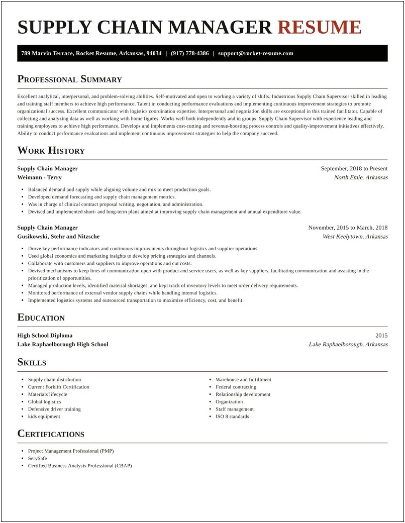 Examples Of Supply Chain Management Resumes