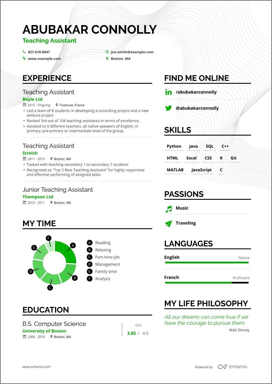 Examples Of Teaching Assistant Resumes