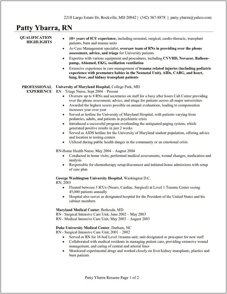 Examples Of Telemetry Registered Nurse Resumes