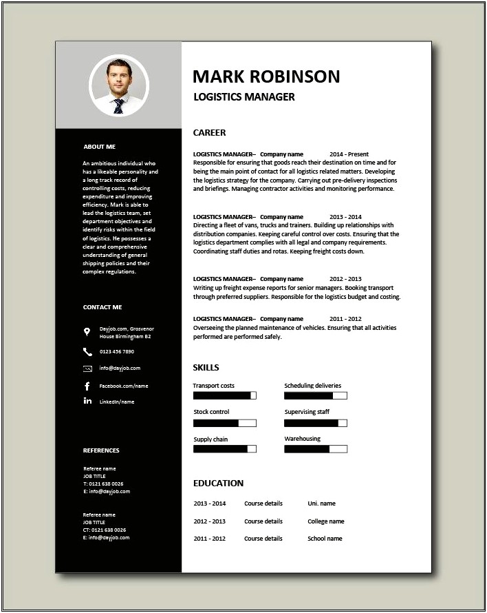 Examples Of Transportation Manager Resumes