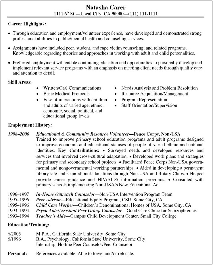 Examples Of Volunteering On A Resume