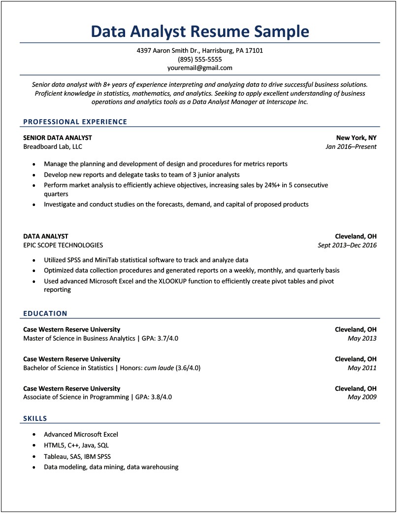 Examples On Quantifying Data On Resume