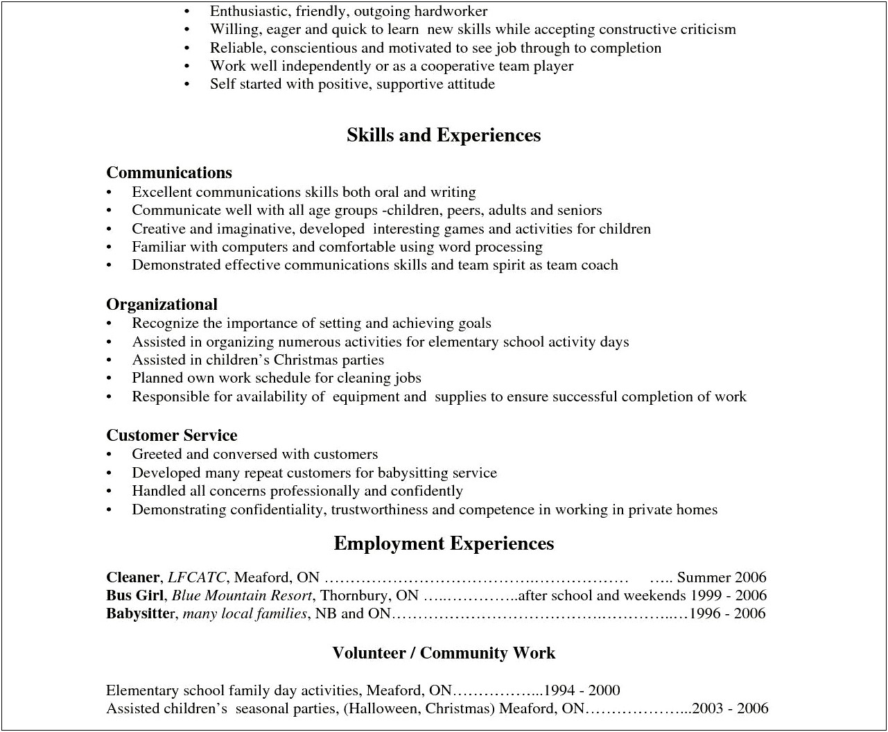 Excellent Organinzing And Cleaning On Resume Skills