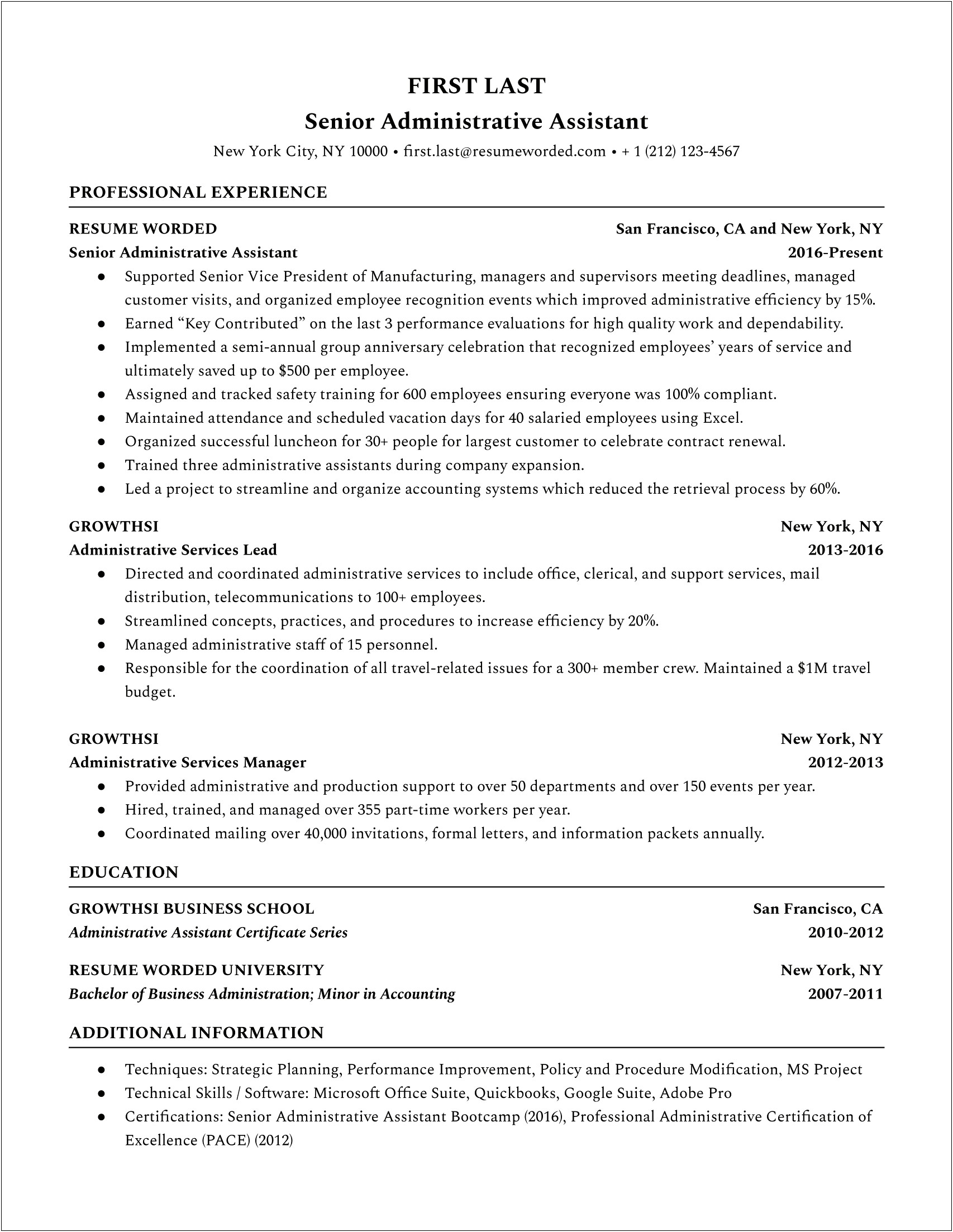 Executive Administrative Assistant Resume Objective