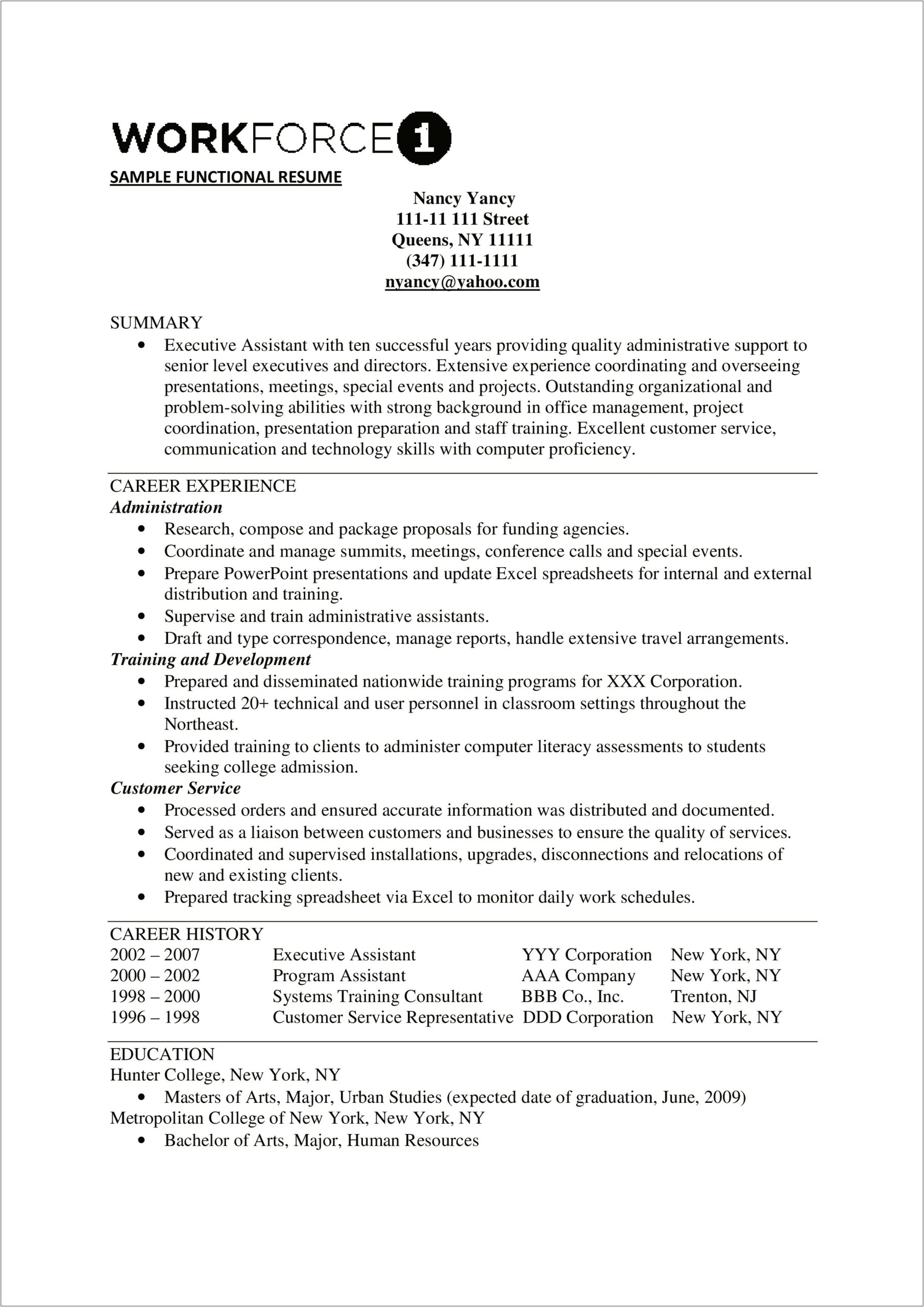 Executive Administrative Assistant Resume Word Template To Download
