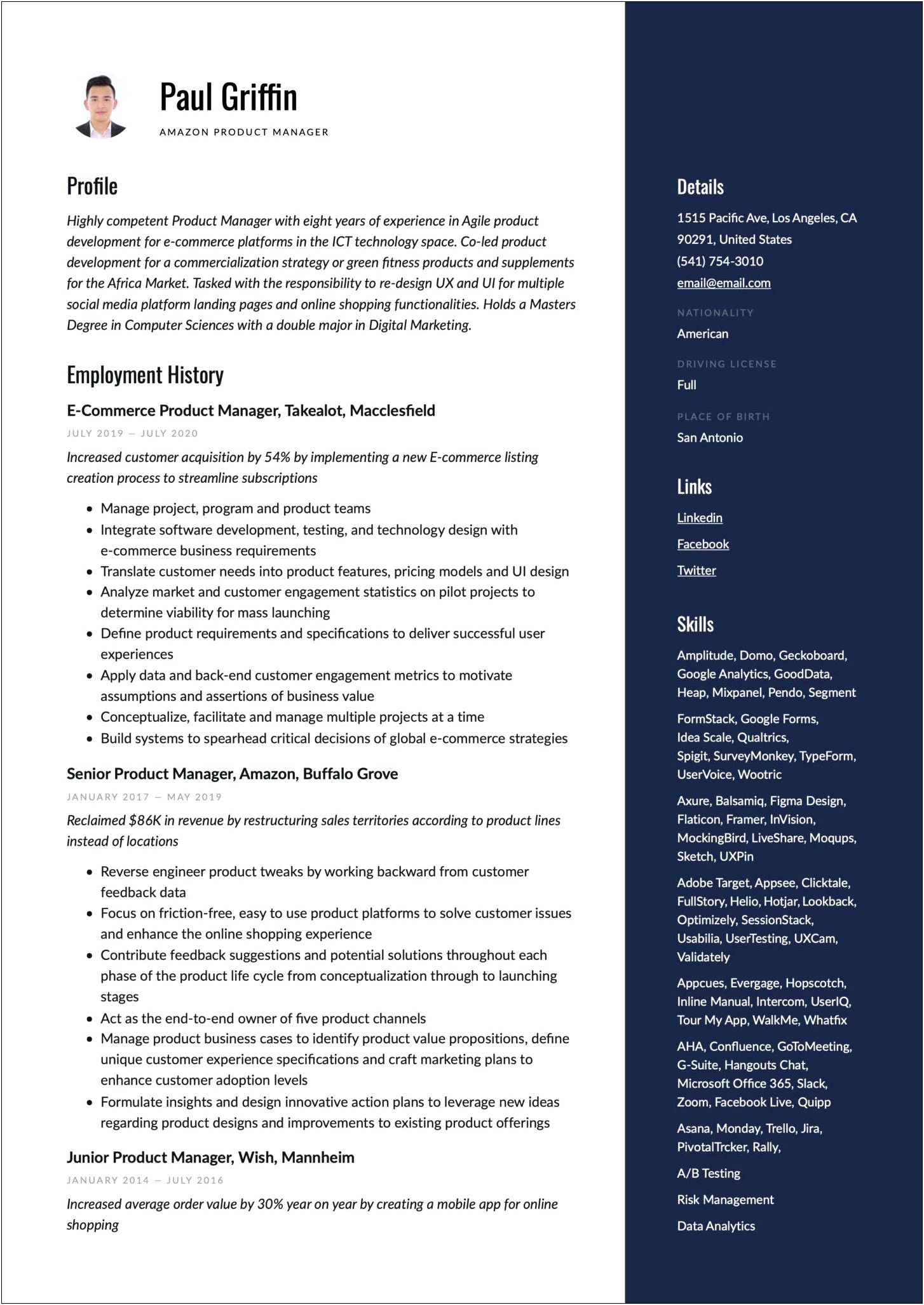 Executive Assistant Resume Amazon Samples