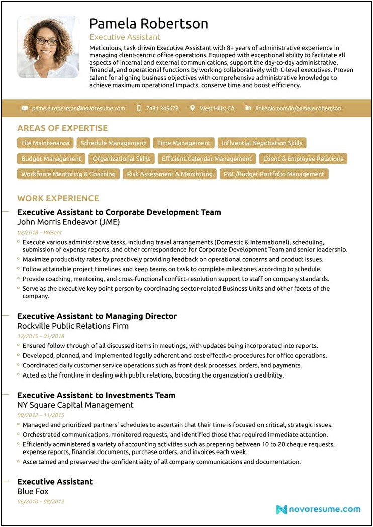 Executive Assistant Skills For Resume