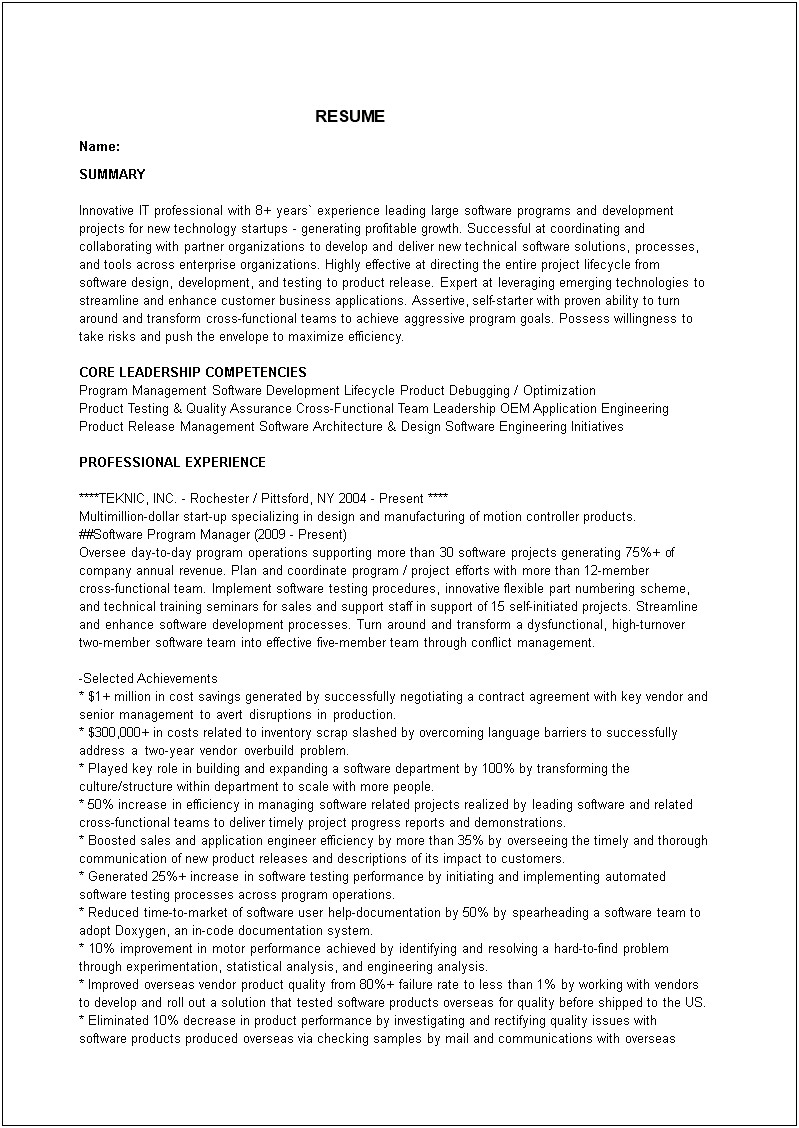 Executive Program Manager Resume Examples