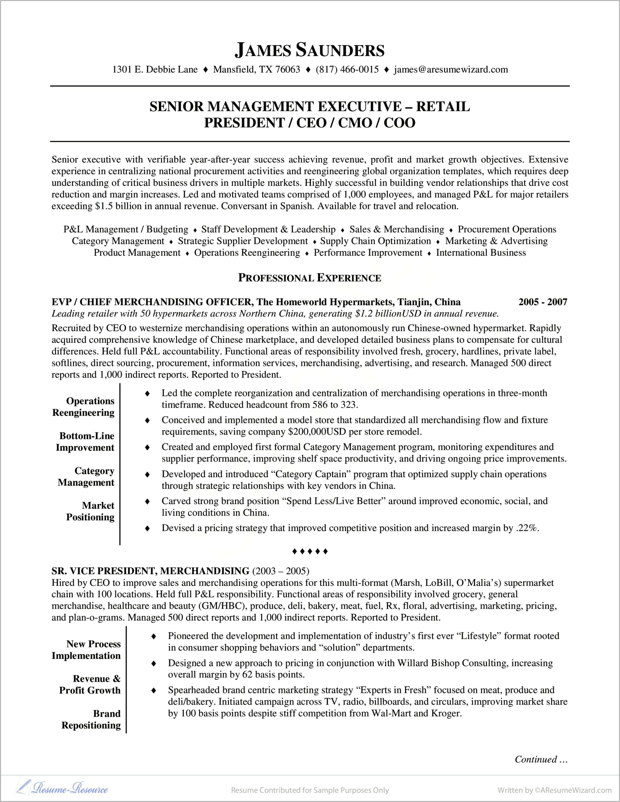 Executive Resume Samples Director Of Product Management