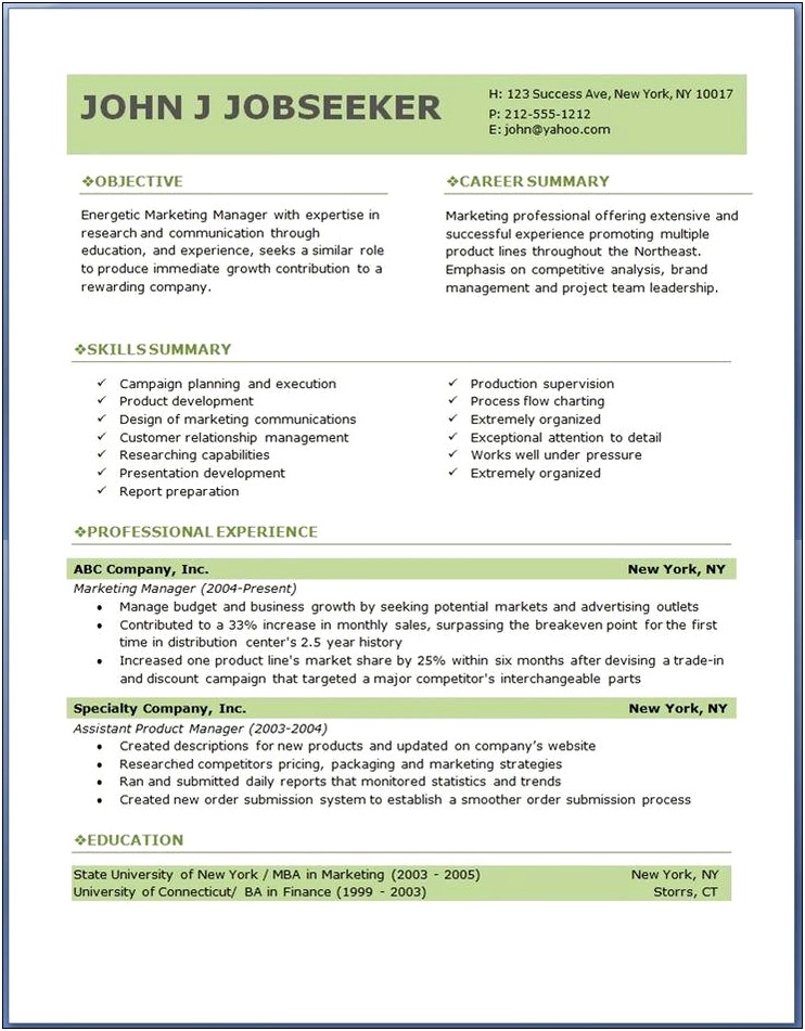 Executive Resume Template Word Free Download