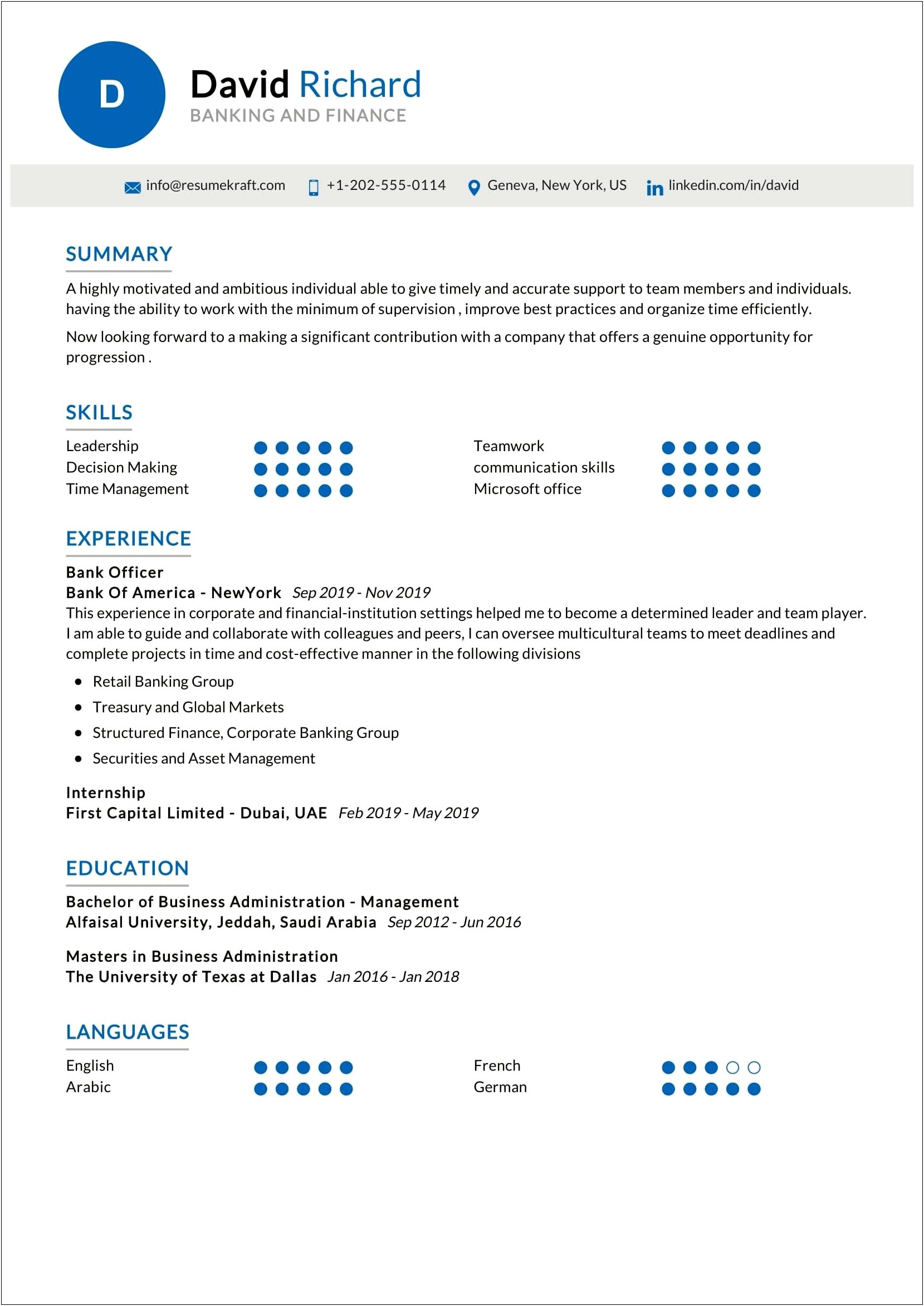 Exmple Resume Of Bank Product Manager