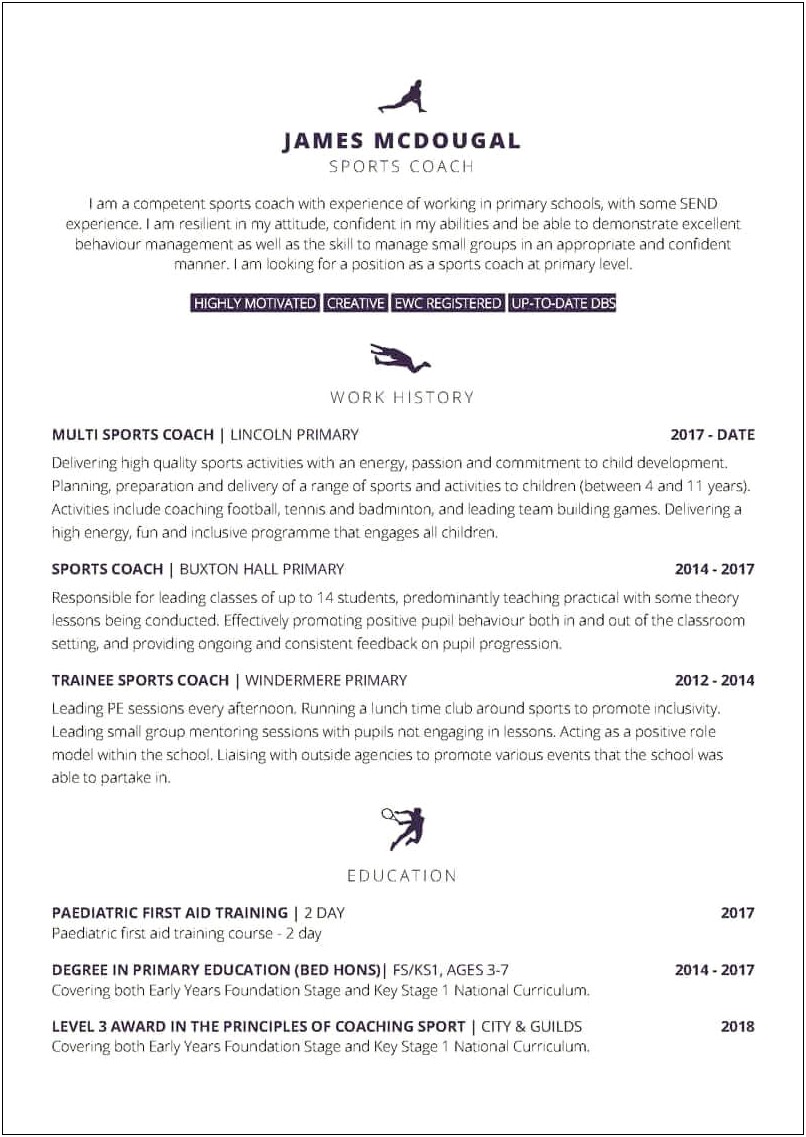 Experience Examples For Sports Resume
