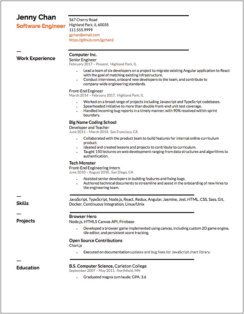 Experience On Resume Example Should Show