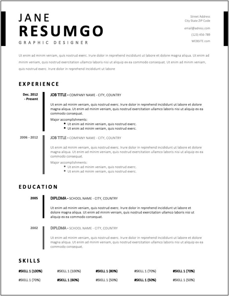 Experience Resume Template Free Download