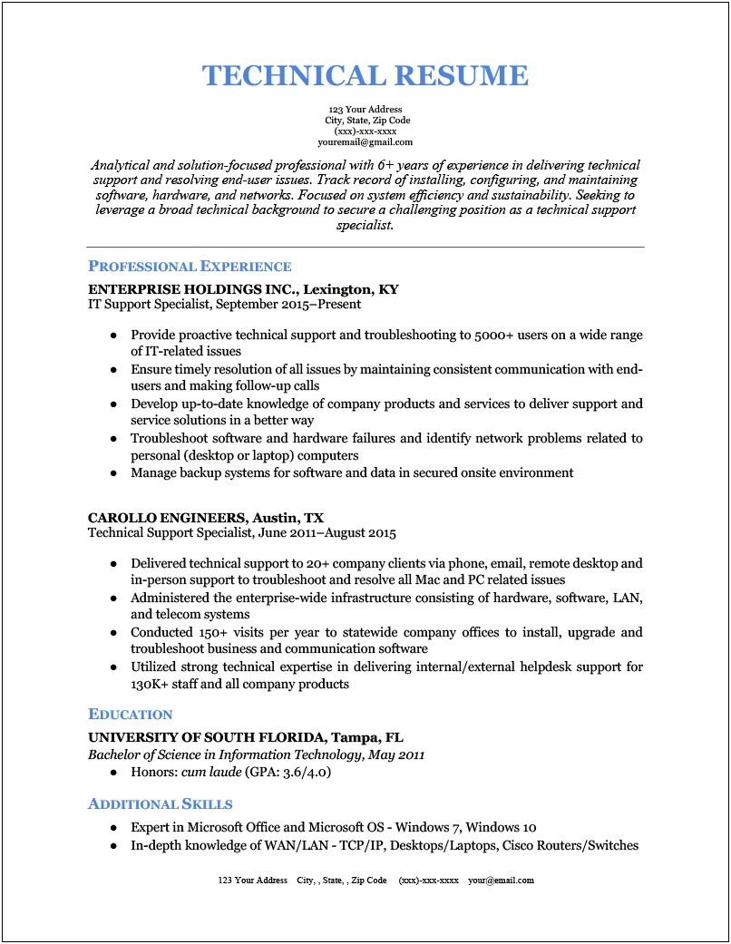 Experience With Mac And Windows Operating System Resume