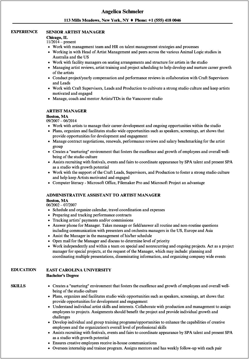 Experiential Marketing Tour Manager Resume