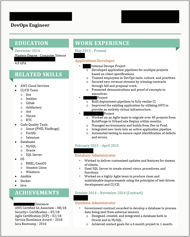 Experinec Working With Aws Cloud Devops Resume