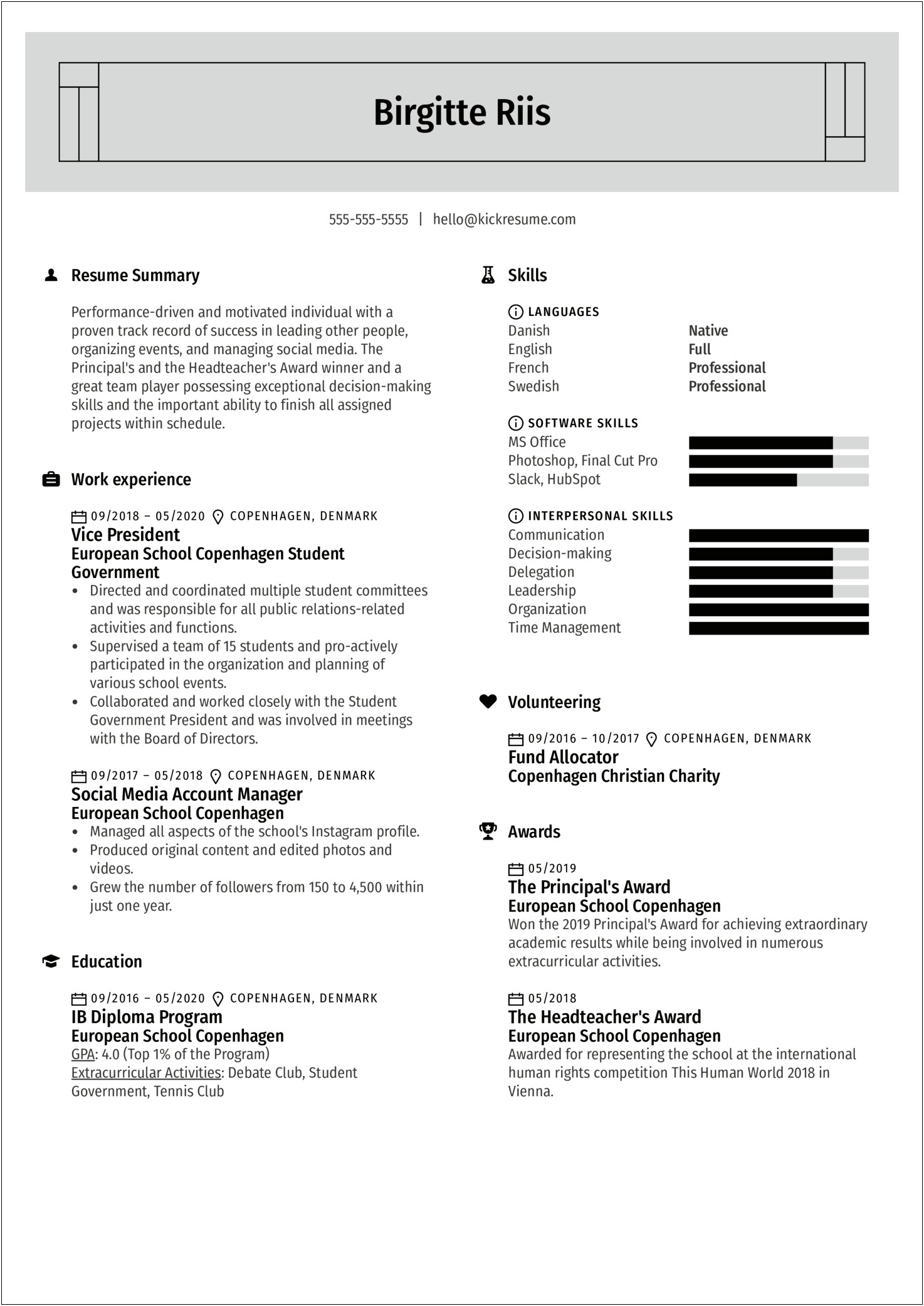 Extracurricular Activities Examples For Resume