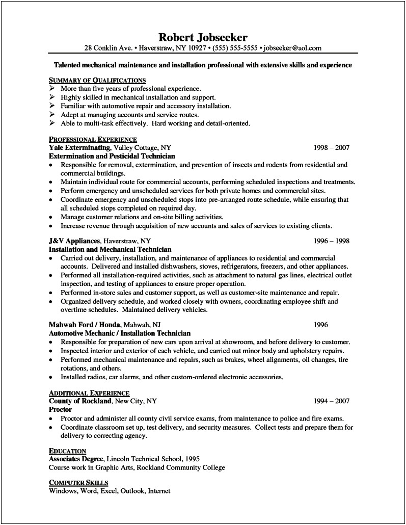 Facility Maintenance Job Description For Resume
