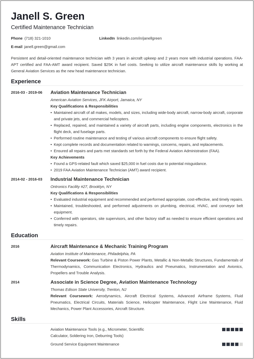 Facility Maintenance Worker Resume Examples